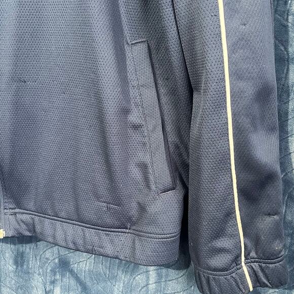 Nike Dri-Fit Navy Blue White Striped Full Zip Track Sweater Mens Size XXL - Picture 2 of 8